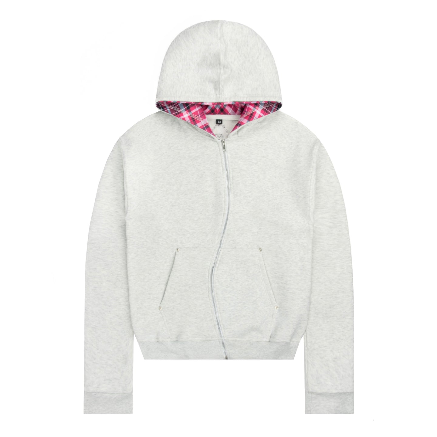 Grey Plaid Swirl Zip Hoodie