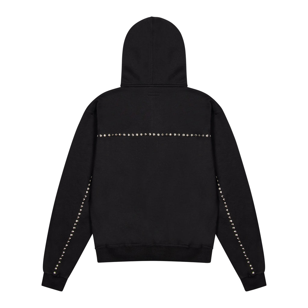 Load image into Gallery viewer, STUDDED ZIP HOODIE (BLACK)
