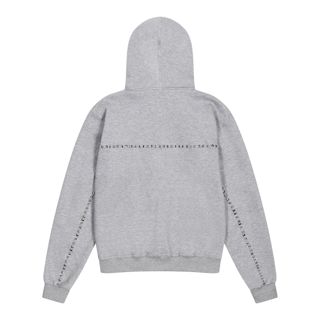 Load image into Gallery viewer, STUDDED ZIP HOODIE (GREY)
